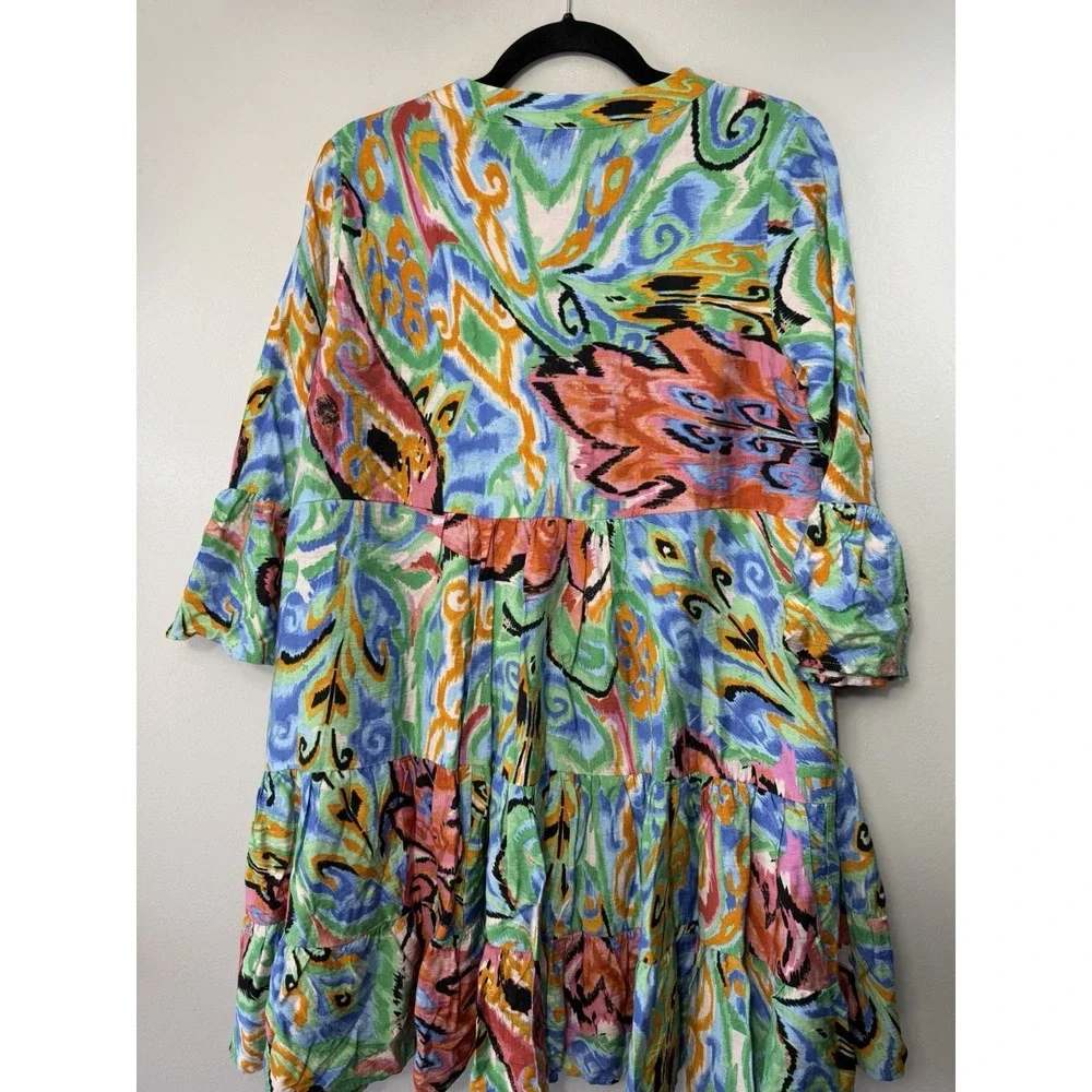 Calessa Bell Sleeved Peplum Dress Multicolored Size S - Picture 5 of 5